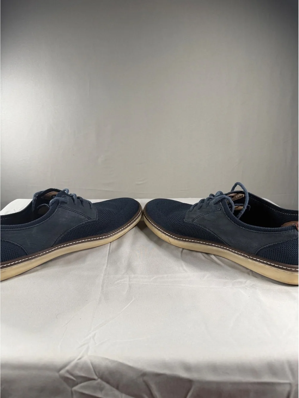 J&M Men's Navy Blue Sheepskin Casual Shoes Size 10